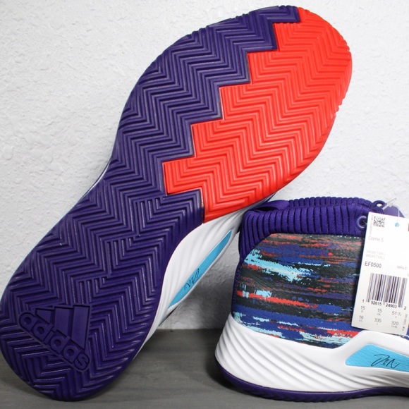 Sold Adidas Dame 5 Shoes Purple Blue Size 16 - Picture 9 of 10